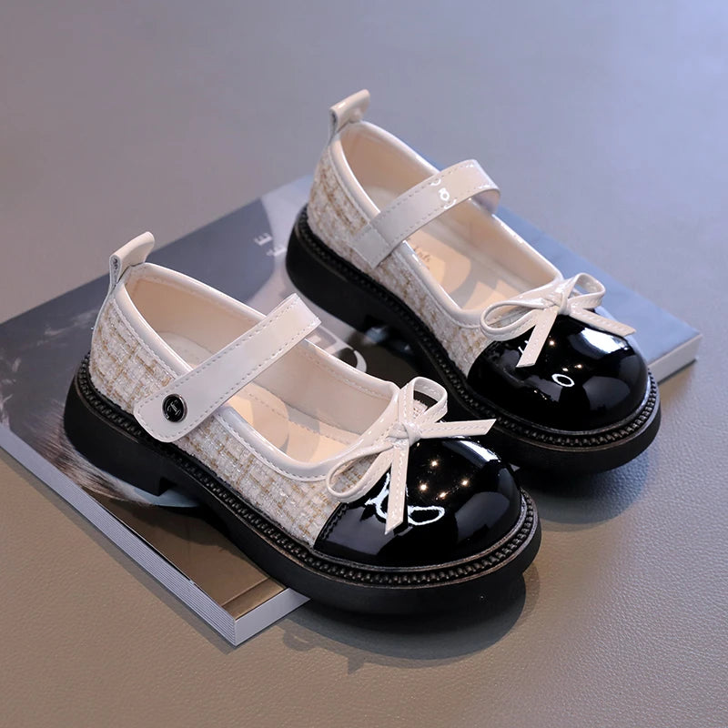 Spring and Autumn Children's Shoes with Bow Versatile Girls Fashion Mary Jane Shoes Casual Patchwork Children's Princess Shoes