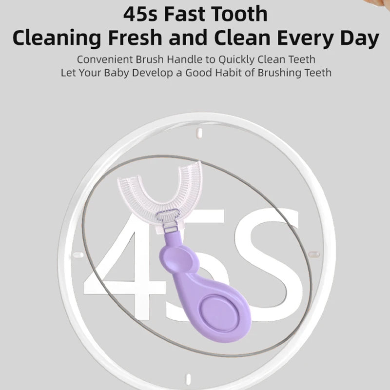 2-6 Years Baby 360 Degree U-shaped Oral Care Cleaning Silicone Soft Toothbrush Cartoon Cute Children's Toothbrush
