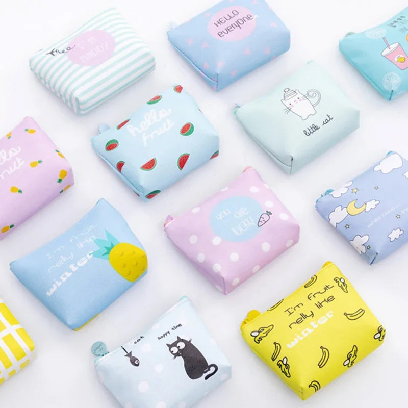 Women Canvas Coin Purse Card Key Mini Purses Pouch Girl Kids Children Cute Small Zipper Coin Purse Card Holder Wallet Bag Case