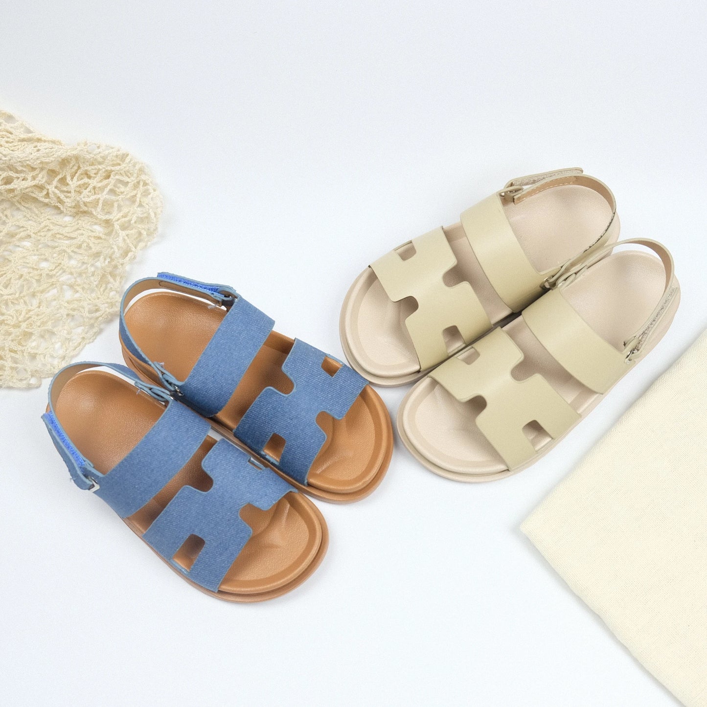Kids Sandals For Girls Summer Casual Sandals Children Beach Shoes Open Toes Flat Non-slip Velcro Straps