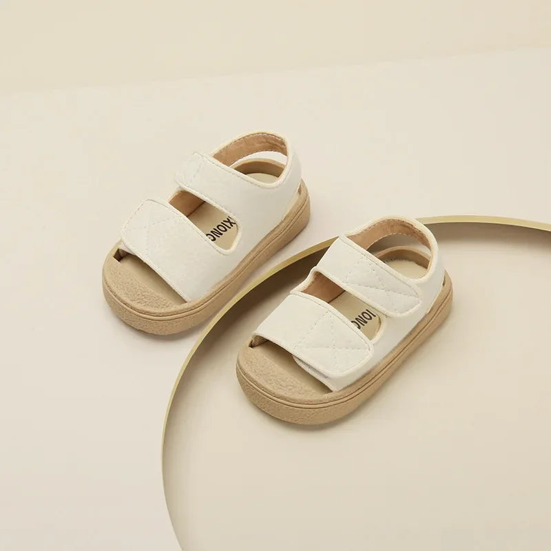 12-16cm Brand Girl's Summer Soft Closed-Toe Sandals,Solid Outdoor Casual Sandals For 0-3years Toddler Boys,Baby Beach Sandals