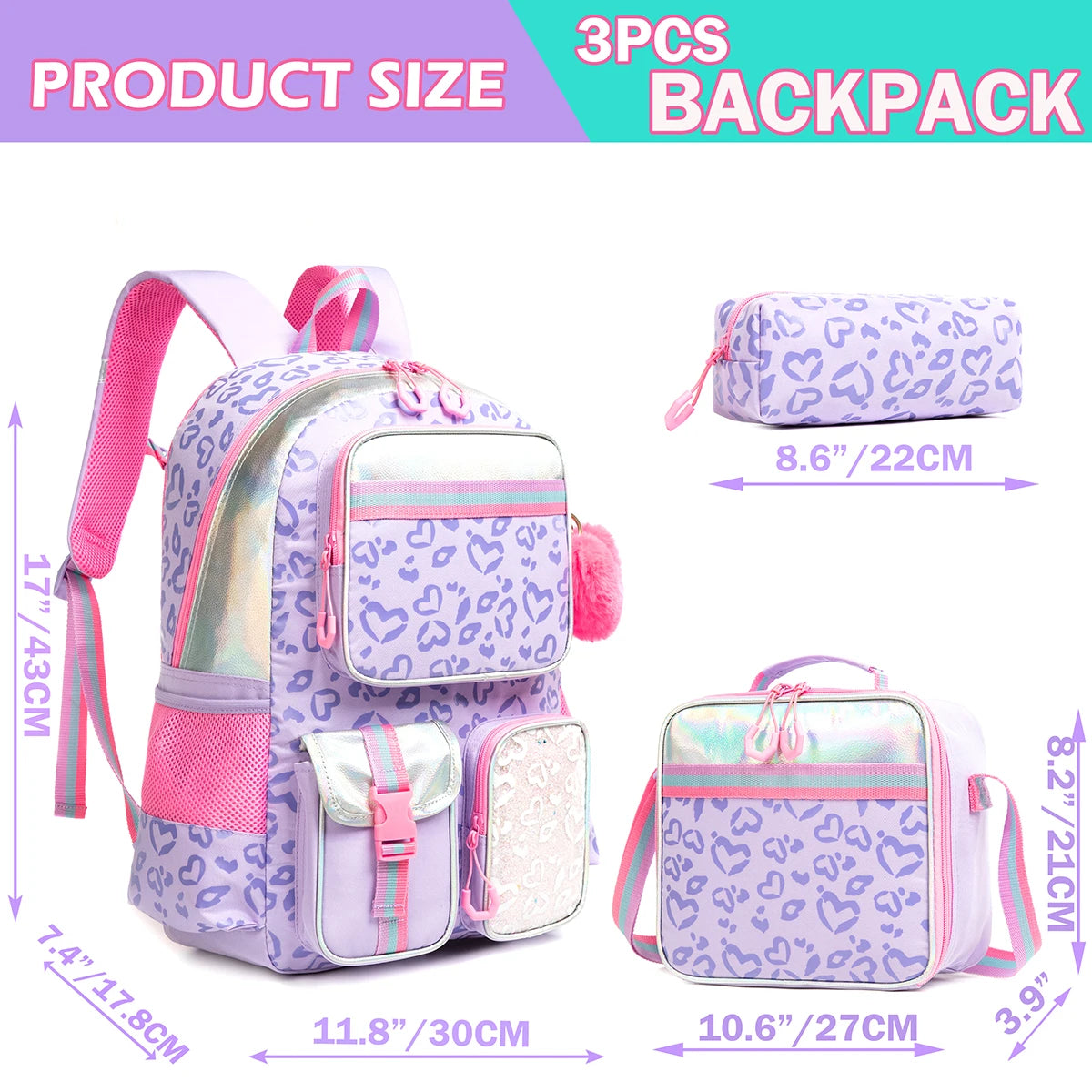 Girls' Macaron Color-Block School Backpack – Large-Capacity, Premium Bag with Rainbow Zipper for Kids and Teens