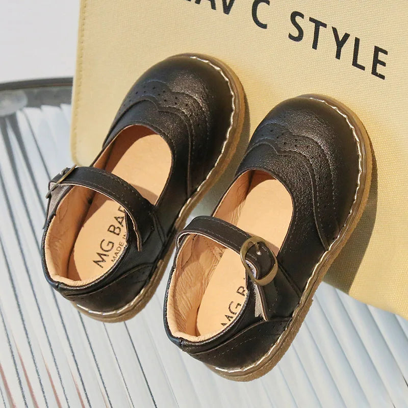 2024 Spring Autumn Kids Soft Leather Shoes For Girl School Party Buckle Strap Girls Shoes