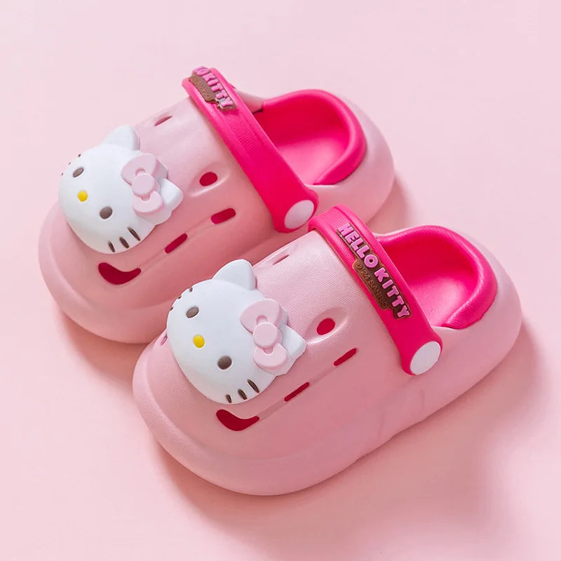 Sanrio Kids' Garden Shoes Girls Non-Slip Indoor Slippers Soft Bottom Breathable Deodorant Cute Cartoon Bow-top Sandals