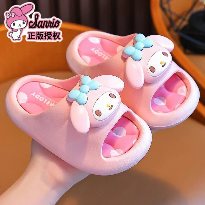 Sanliou Summer Children's Cool Slippers for Girls 2025 New Kuromi Anti slip Middle and Small Children's Baby Bathing Cool Drag