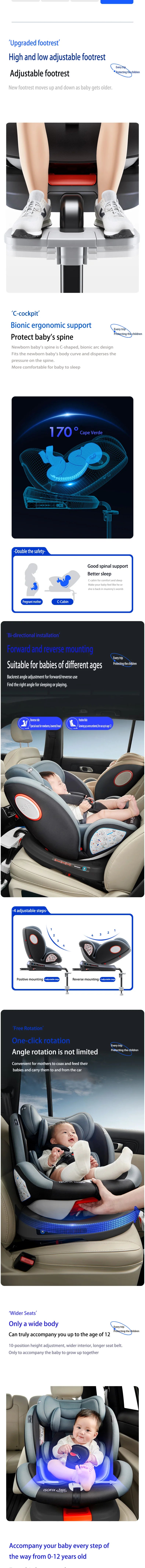 Baby Car Safety Seats with ISOFIX for Infant,ECE R129, Ergonomic Cushion, Five Point Safety Belt, Side Impact Shield, 0-12 Years