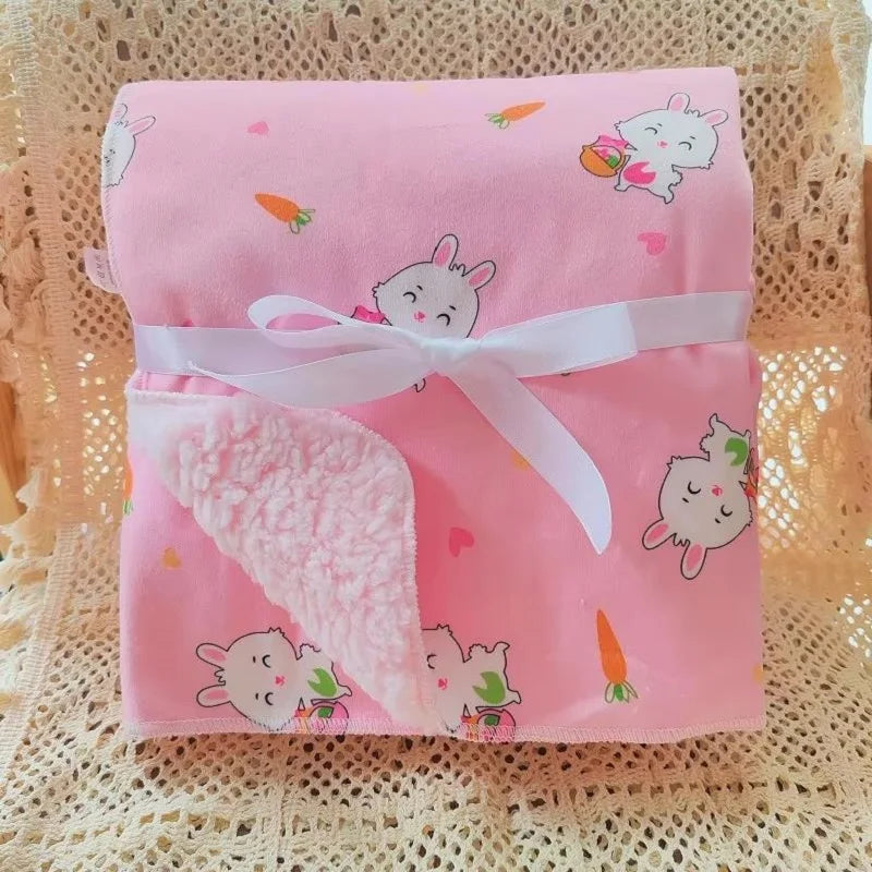 Baby Blankets New Thicken Double Layer Coral Fleece Infant Swaddle Bebe Envelope Wrap Owl Printed Newborn Baby Bedding Blanket