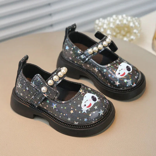 Soft Soles Toddler Shoes Snoopy Fashion Pearl Sandals summer Princess Dance ShoesGirls Leather Shoes Spring Autumn New Sandals