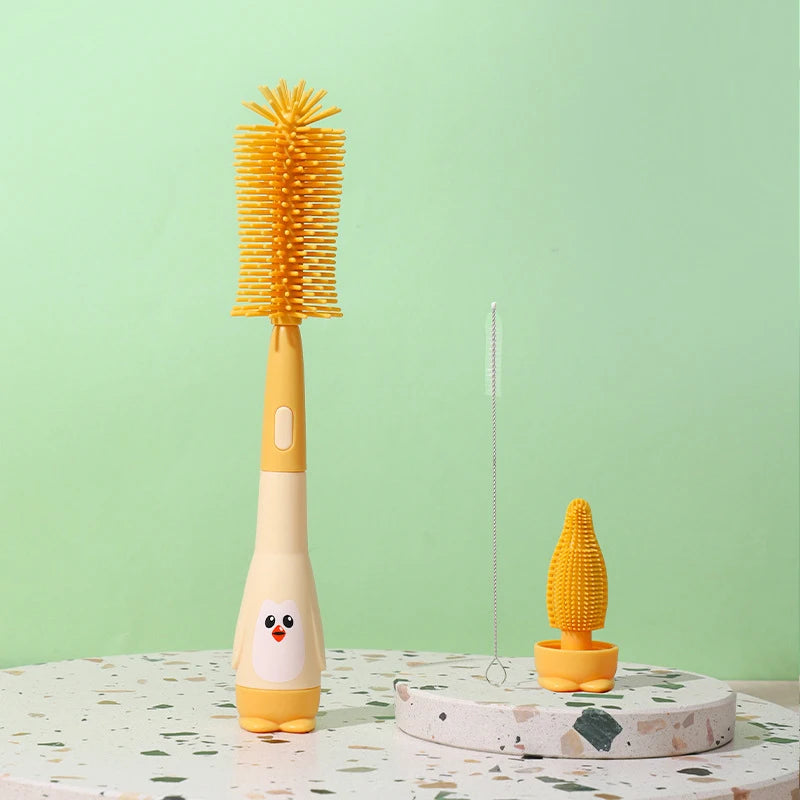 Baby Bottle Brush 360 Degree Baby Silicone Cup Bottle Cleaning Brushes Set andheld Soft Head Food Grade Brushes