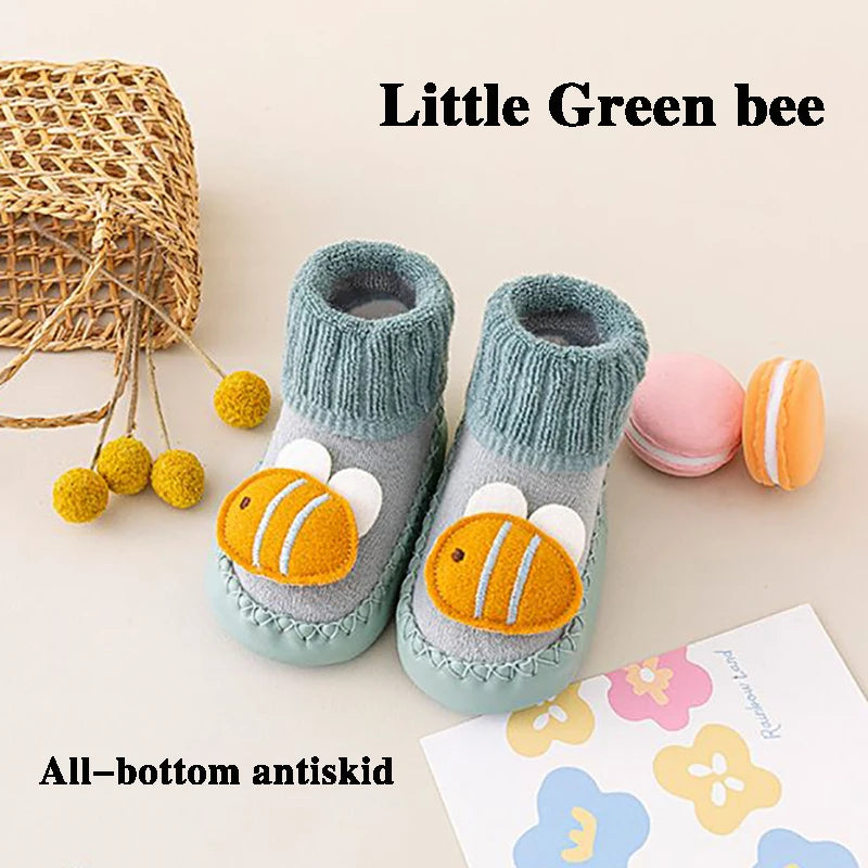 Cute Cartoon Animal Baby Shoes Foot  Floor Socks For Boy Girl Winter Soft Cotton Anti Slip Soled Newborn Toddler First Walkers