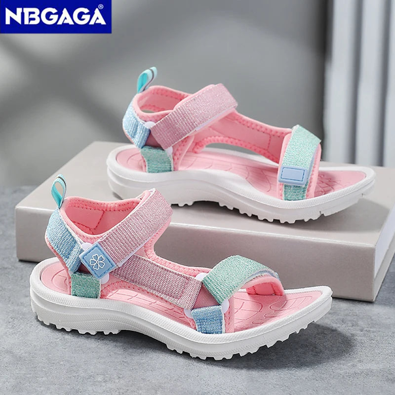 Cute Pink Kids' Girls Sport Sandals Open-Toe Non Slip Walking Shoes for Children Boys Outdoor Beach Sandals Summer Breathable