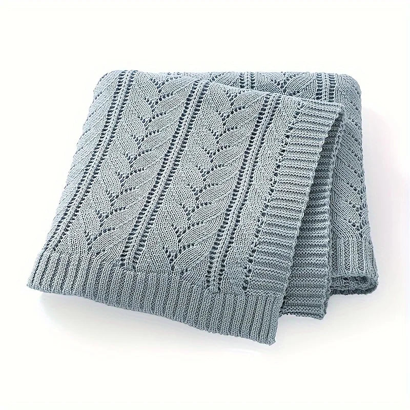 Soft Water Blue Pink Baby Blanket Pure Cotton Knitted Newborn Throw Solid Color Breathable Swaddle Blanket for Boys Girls Outing