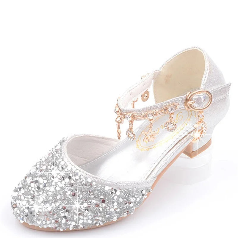 Sequin Girls' Shoes Due To Childhood Glitter Shiny High Heels Shoes for Kids Girls Sparkly Children's Princess Girl Shoe Heeled