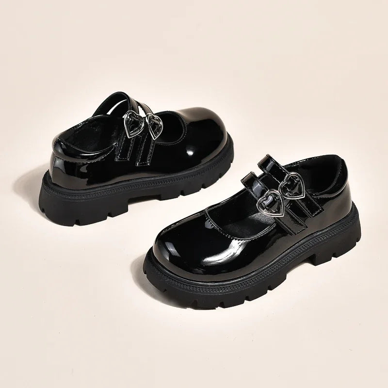Girls' Leather Mary Jane Shoes – Glossy & Matte Dress Shoes for Parties, Weddings, and Performances – Princess Style for Big Kids