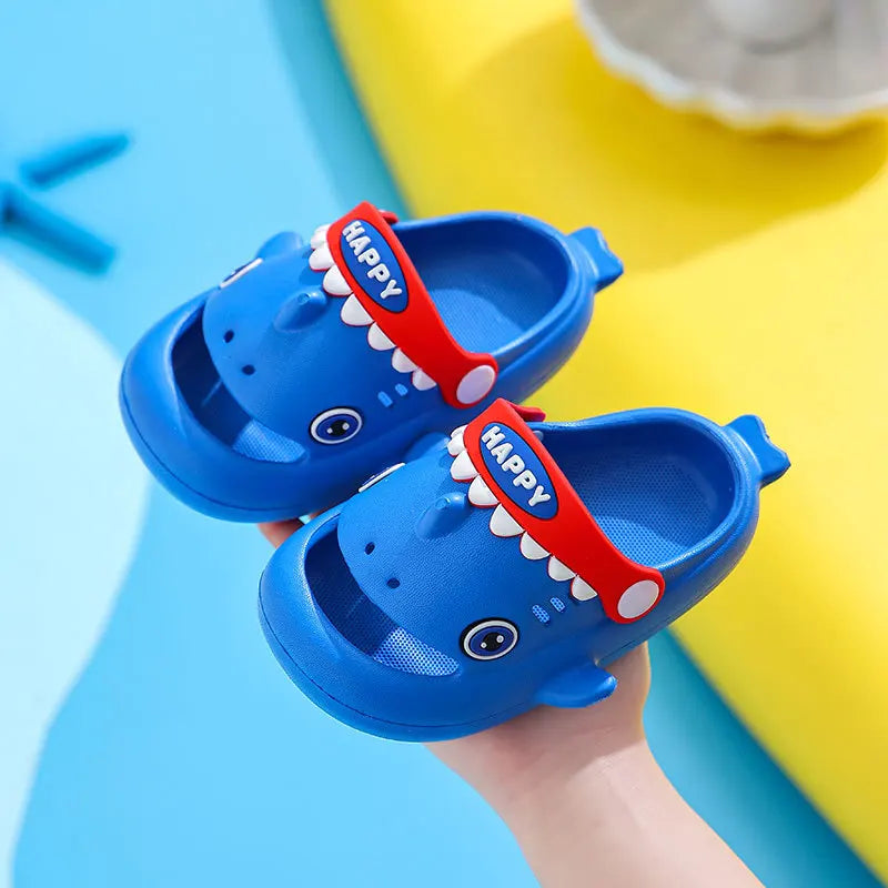 Cute Baby Shark Clogs For Children Closed Toe Slip On Sandals Anti-slip Garden Shoes Boys Girls Outdoor Casual Beach Slippers