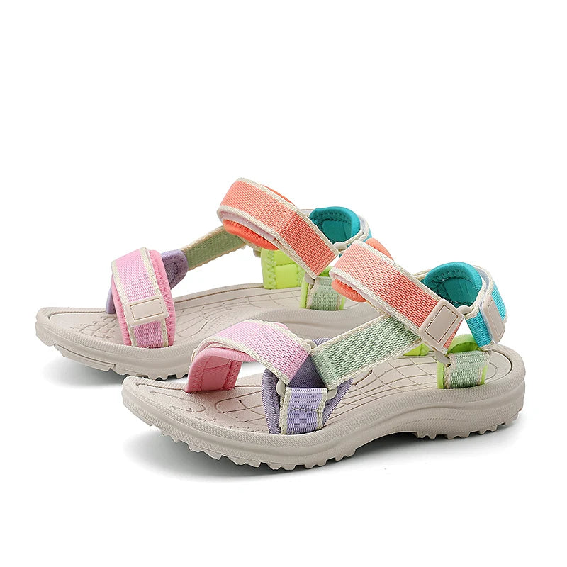 Cute Pink Kids' Girls Sport Sandals Open-Toe Non Slip Walking Shoes for Children Boys Outdoor Beach Sandals Summer Breathable
