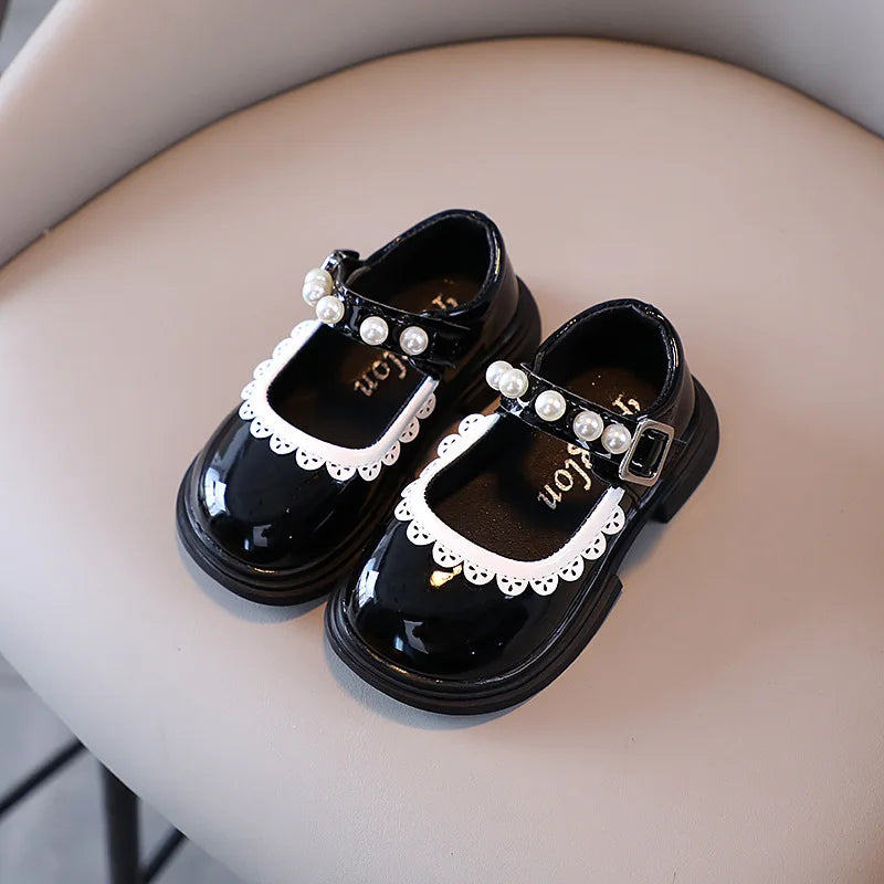 Girls' leather shoes 2025 Spring New Style Patent leather round-toe Performance shoes, princess shoes for event performances