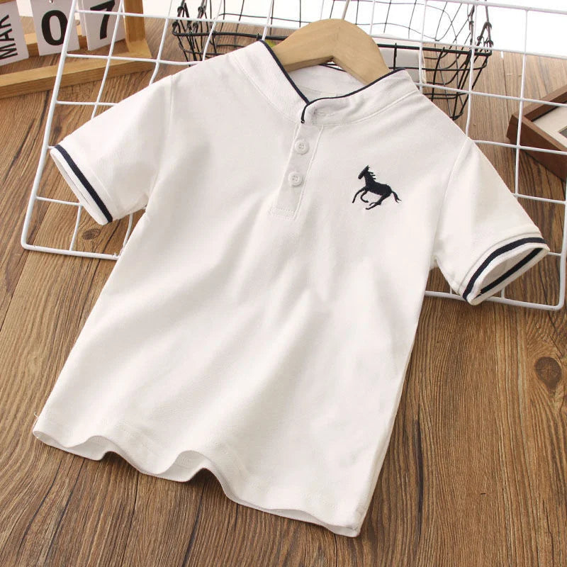 Children's & boys summer short sleeved cotton Polo Shirts T-shirt for preschool boys school outdoor top for children's clothing