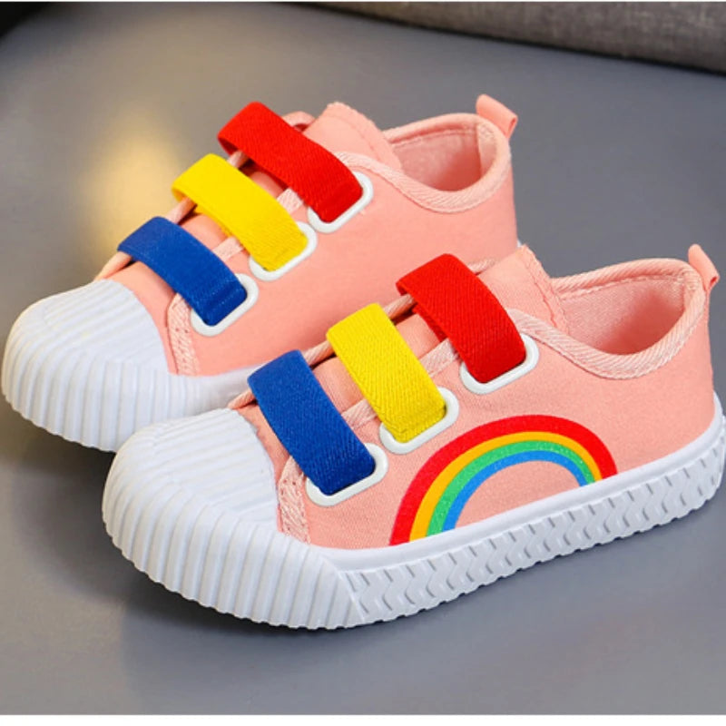 2024 New Boys and Girls Canvas Fashion Hook Children's Casual Shoes Soft Bottom Toddler Walking Shoes Anti-slip School Shoes