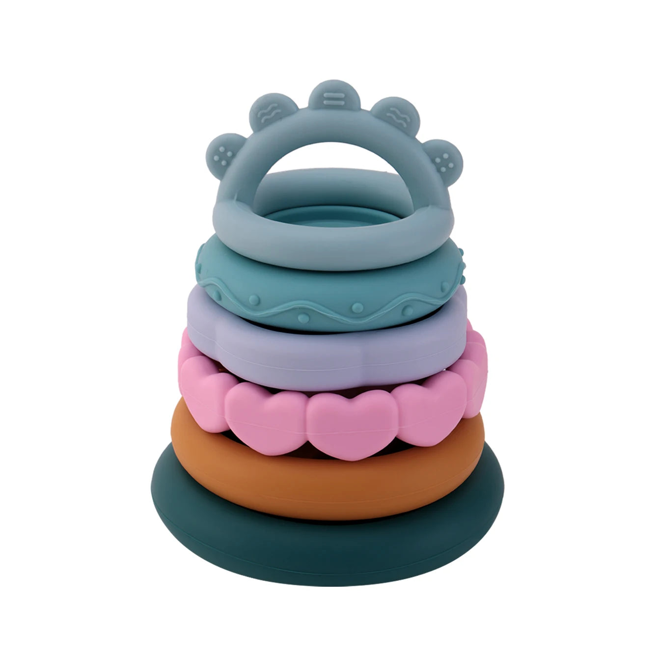 Color Kids 1Set Silicone Stacking Blocks Teether Toy BPA Free Soft Building Montessori Baby Toys 0-12M Safe Chewing Toy