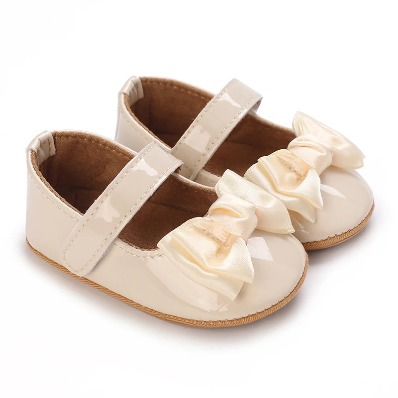 Spring and Autumn Baby Shoes Fashionable Classic Girl Baby Sweet PU Princess Shoes Rubber Sole Anti slip Walking Shoes