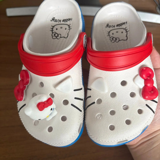 New Sanrio Hello Kitty Hole Sandals Slippers Kt Cat Sandals Kawaii Eva Anime Home Beach Shoes Summer Slippers Adult Kids Gifts