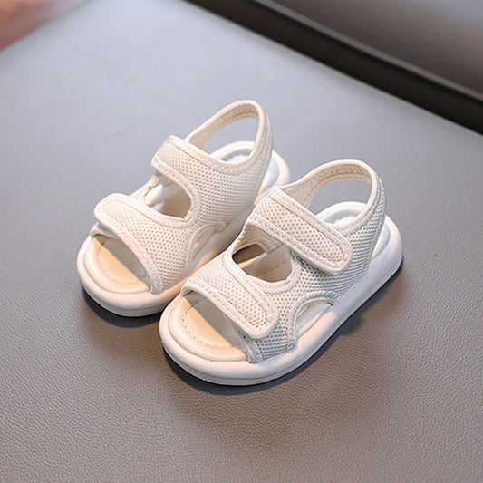Summer Boys' Fashion Sandals – Breathable White Slip-On Shoes for Toddlers and Kids (Sizes 21–30)