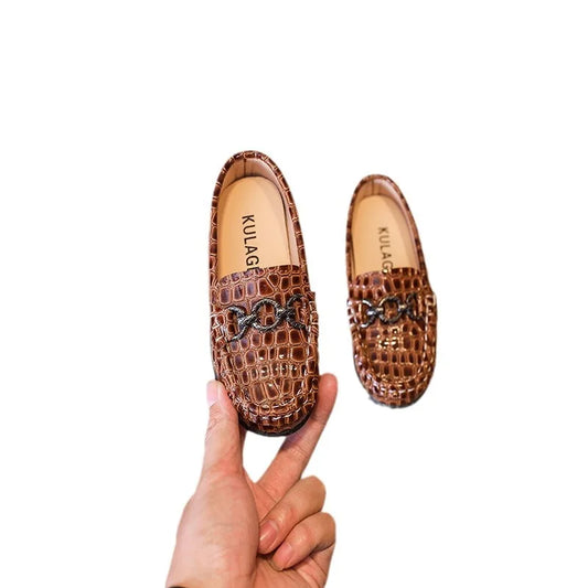 British Style Children 2025 Spring New Fashionable Soft Soled Bean Shoes for Boys Middle And Young Children Loafers