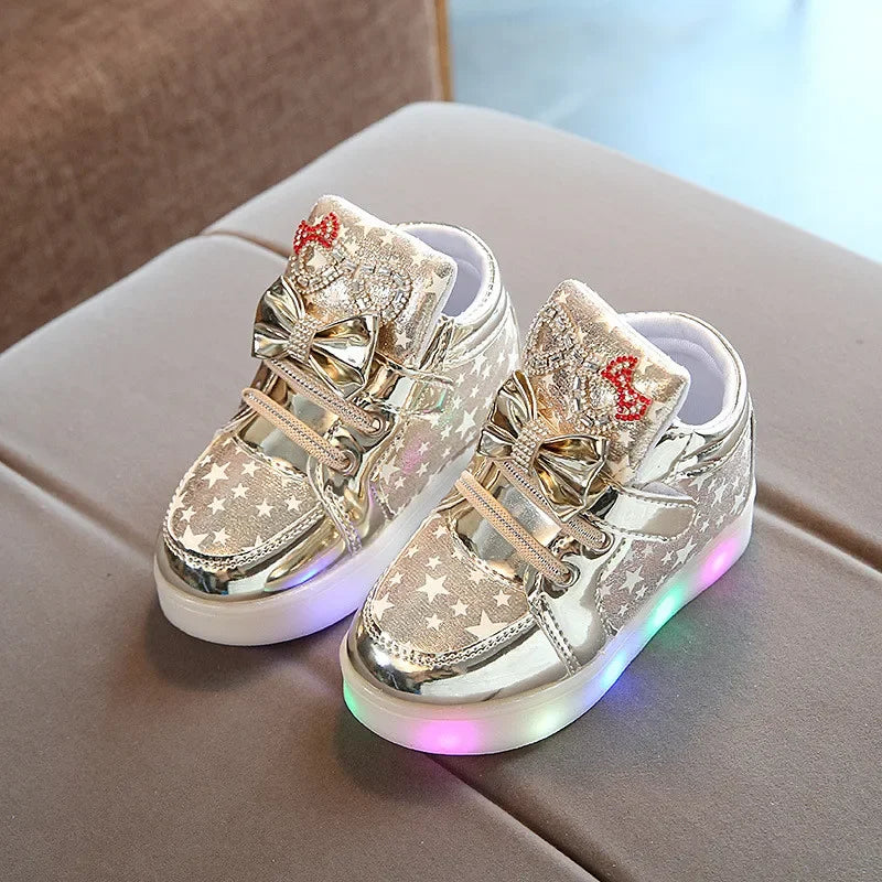 Size 21-30 Baby LED Shoes for Girls Anti-slippery Luminous Sneakers Breathable Glowing Casual Sneakers Girls Led Light Up Shoes