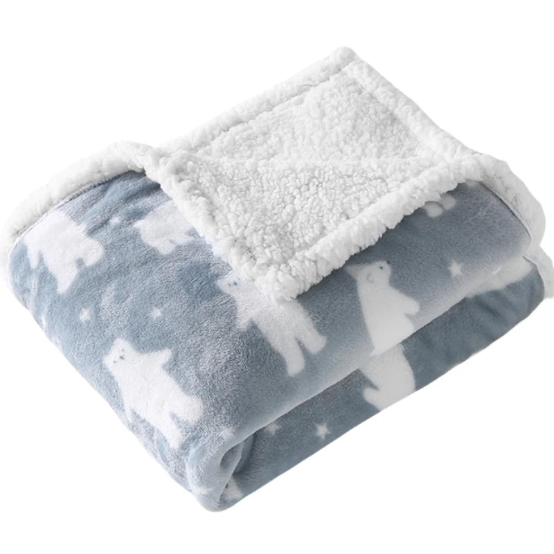 Baby Blankets New Thicken Double Layer Coral Fleece Infant Swaddle Bebe Envelope Wrap Owl Printed Newborn Baby Bedding Blanket