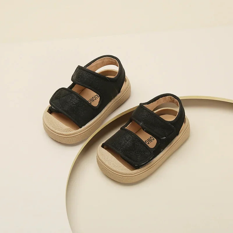 12-16cm Brand Girl's Summer Soft Closed-Toe Sandals,Solid Outdoor Casual Sandals For 0-3years Toddler Boys,Baby Beach Sandals