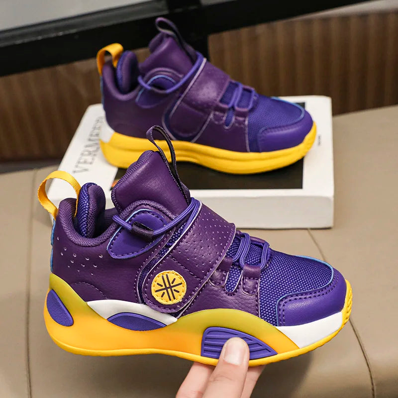 Student non-slip springback sports shoes 2024 new children's shoes double mesh breathable training basketball shoes