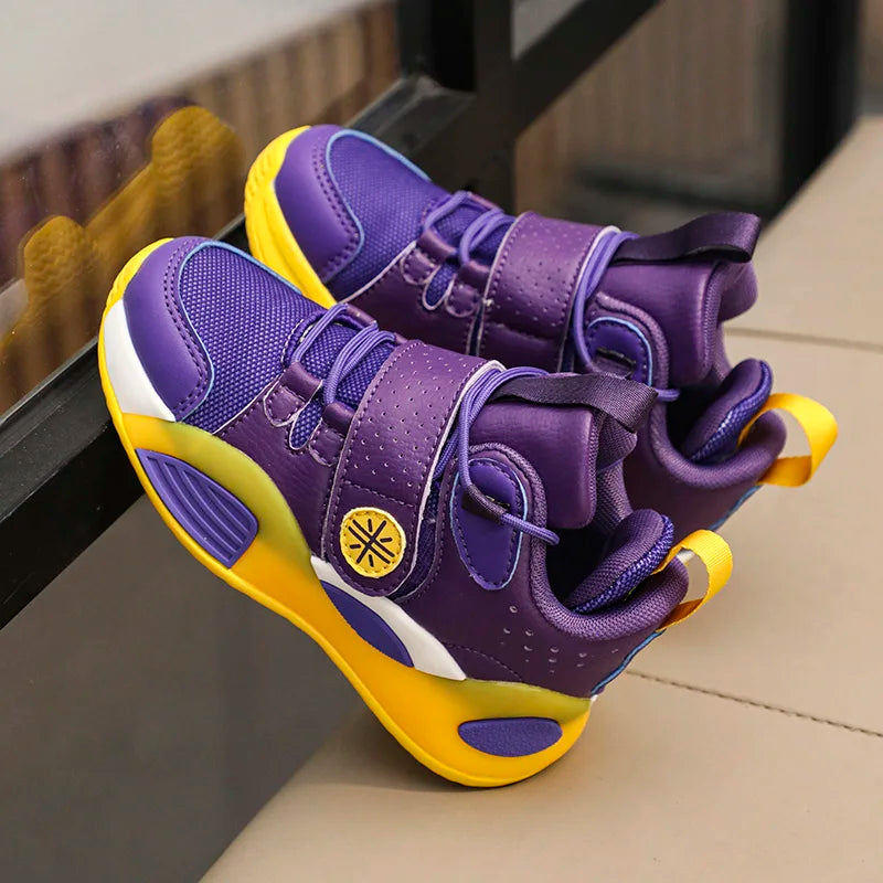 Student non-slip springback sports shoes 2024 new children's shoes double mesh breathable training basketball shoes