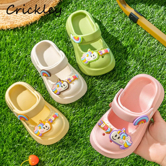 Unicorn Children's Summer Shoes Cartoon EVA Outdoor Slippers For Toddler Girls Soft Bottom Kids Beach Slippers