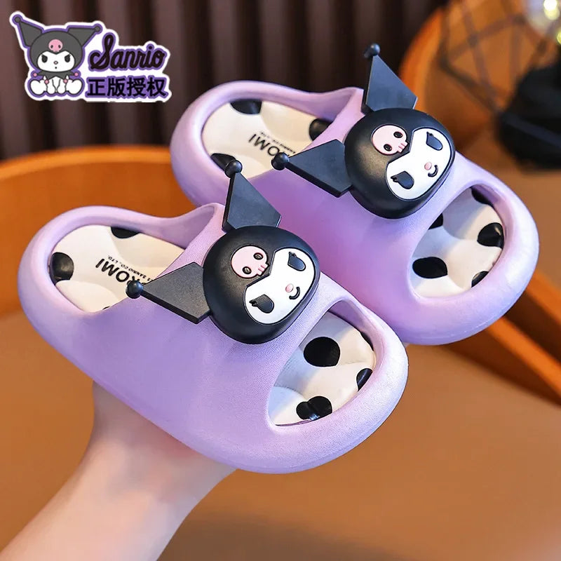 Sanliou Summer Children's Cool Slippers for Girls 2025 New Kuromi Anti slip Middle and Small Children's Baby Bathing Cool Drag