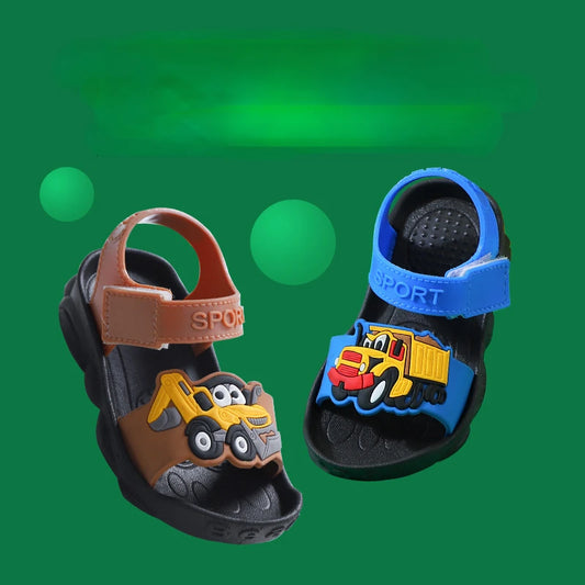 SandaliasCartoon Children Sandals Soft Soled Boy Beach Shoes Summer New Anti Slip Baby Walking Shoe Dinosaur Flat Children Shoes