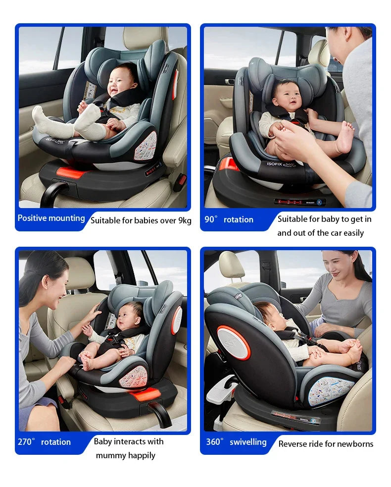 Baby Car Safety Seats with ISOFIX for Infant,ECE R129, Ergonomic Cushion, Five Point Safety Belt, Side Impact Shield, 0-12 Years