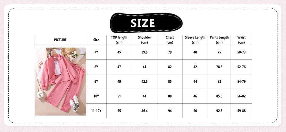 Girls Sets 4-16 Years Shirt Long-Sleeved Coat + Loose Casual Long Pants For Girls Korean Style Suits Summer Fashion Clothes Sets
