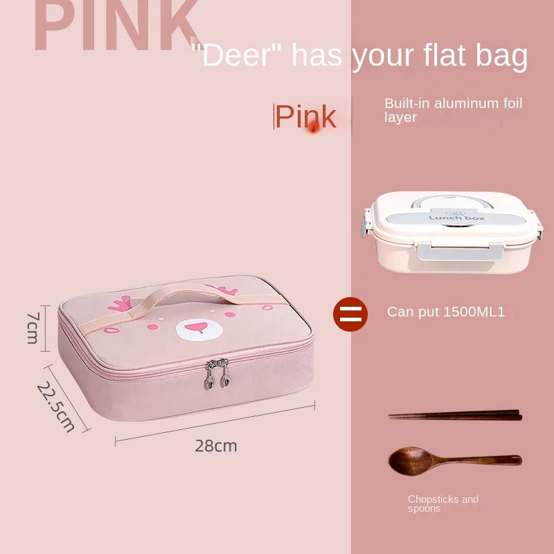 Kids Lunch Bag Thermal Bag Cartoon Lock Fresh Insulated Lunch Bag Cooler Bento Pouch Dinner Container Oxford Cloth Handbag
