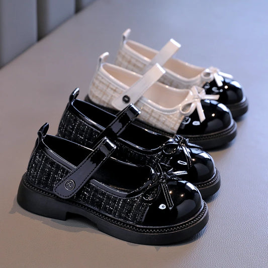 Spring and Autumn Children's Shoes with Bow Versatile Girls Fashion Mary Jane Shoes Casual Patchwork Children's Princess Shoes