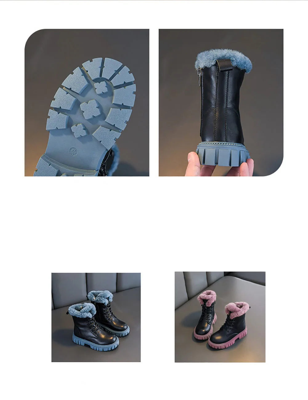 Girls' Winter Fashion Boots (Ages 6–18) – Korean Style, Thick Warm Faux Fur Snow Boots with Soft Soles and Anti-Slip Design