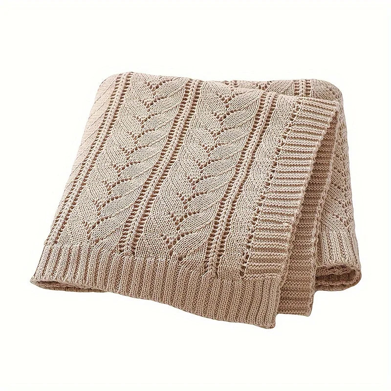 Soft Water Blue Pink Baby Blanket Pure Cotton Knitted Newborn Throw Solid Color Breathable Swaddle Blanket for Boys Girls Outing