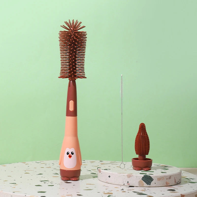 Baby Bottle Brush 360 Degree Baby Silicone Cup Bottle Cleaning Brushes Set andheld Soft Head Food Grade Brushes