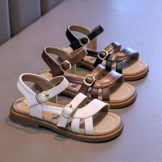 2025 New Children's Summer Sandals Hollow-out Woven Girls Fashion Beach Sandals Fashion Causal Simple Kids Flat Shoes Versatile