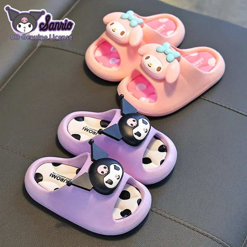 Sanliou Summer Children's Cool Slippers for Girls 2025 New Kuromi Anti slip Middle and Small Children's Baby Bathing Cool Drag