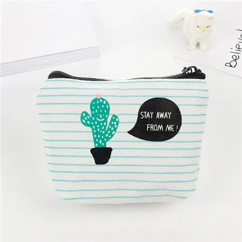 Women Canvas Coin Purse Card Key Mini Purses Pouch Girl Kids Children Cute Small Zipper Coin Purse Card Holder Wallet Bag Case