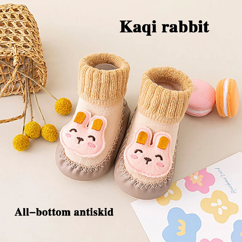 Cute Cartoon Animal Baby Shoes Foot  Floor Socks For Boy Girl Winter Soft Cotton Anti Slip Soled Newborn Toddler First Walkers