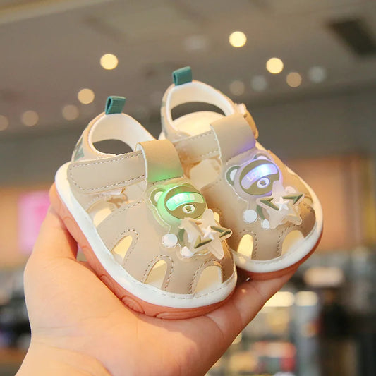 Baby walking shoes summer new for boys flash light shoe soft soled non slip sandals for girl cute and sound making boys' shoes