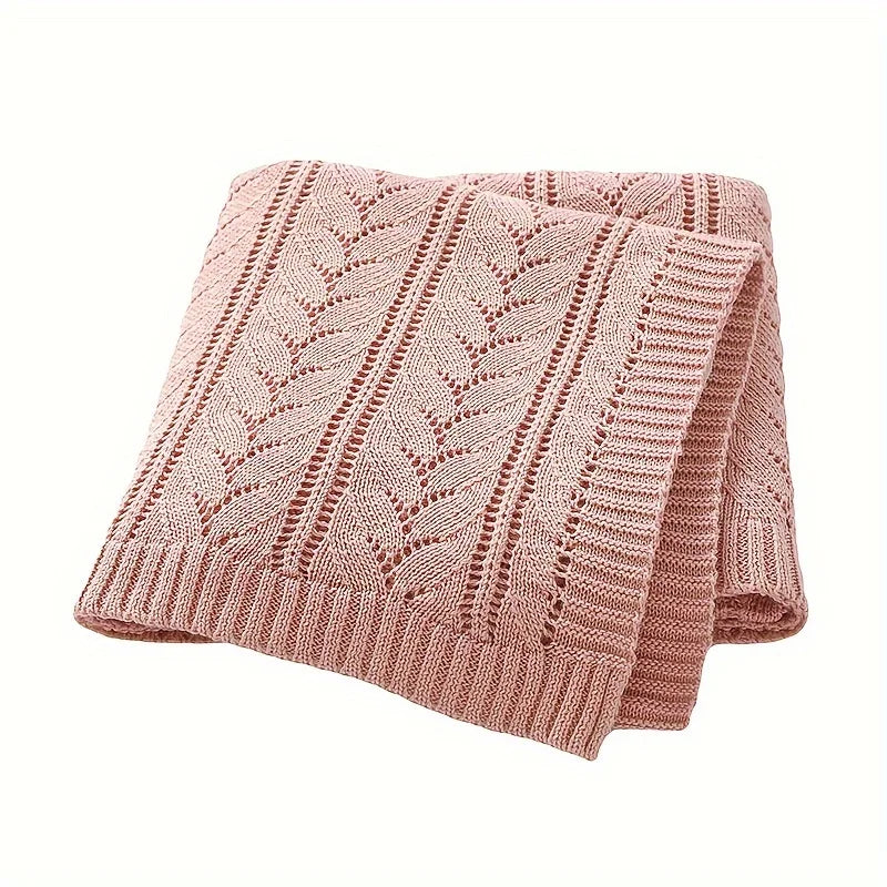 Soft Water Blue Pink Baby Blanket Pure Cotton Knitted Newborn Throw Solid Color Breathable Swaddle Blanket for Boys Girls Outing