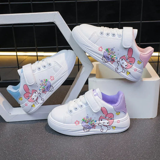 2025 Autumn New Children Little White Shoes for Girls Fashion Cute Melody Soft Comfortable Casual Versatile Trendy Sneakers